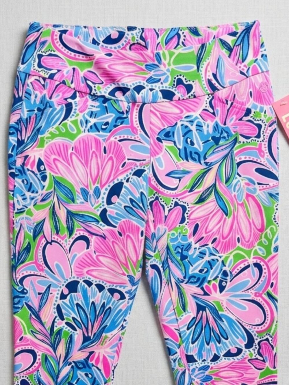 Lilly Pulitzer Corso UPF 50+ Golf Pants Tiger Sunrise Gecko Green Leggings NEW - Picture 3 of 6